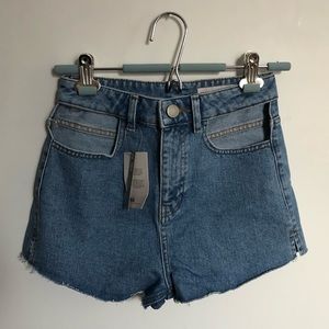 ASOS High-waisted cut out pocket denim shorts